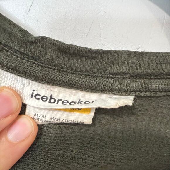 Icebreaker Men's Merino 150 Graphic T Shirt Crew Short Sleeve Wool Green Medium - Picture 4 of 6